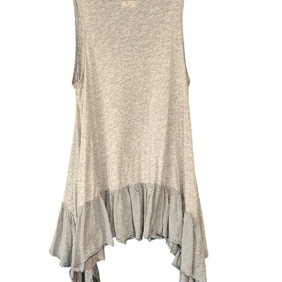 Gray Striped Ruffle Hem Sleeveless Mini Dress or Top S - Picture 2 of 7